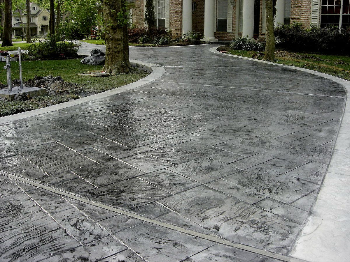 Stamped colored concrete driveway example Fort Smith